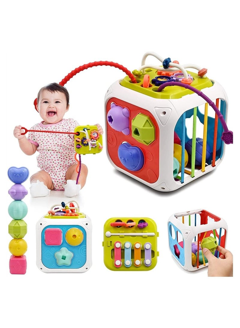 Baby Montessori Toys, Pull String Activity Toy, with Removable Panels and Shape Sorter Sensory Motor Skills Toy for Boys Girls Ages 18 Months Up - Image 1