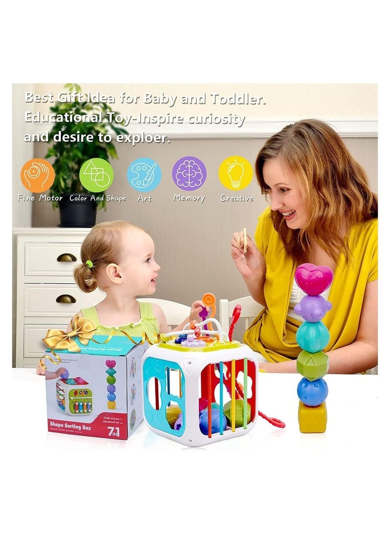 Baby Montessori Toys, Pull String Activity Toy, with Removable Panels and Shape Sorter Sensory Motor Skills Toy for Boys Girls Ages 18 Months Up - Image 4