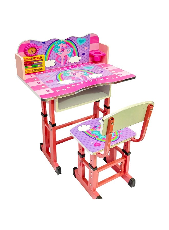 Funz Kids Study Table And Chair Height Adjustable For Kid's Age Between 2-11, Baby Desk with Laminated Graphics and Pictures, Multicolour - Image 4