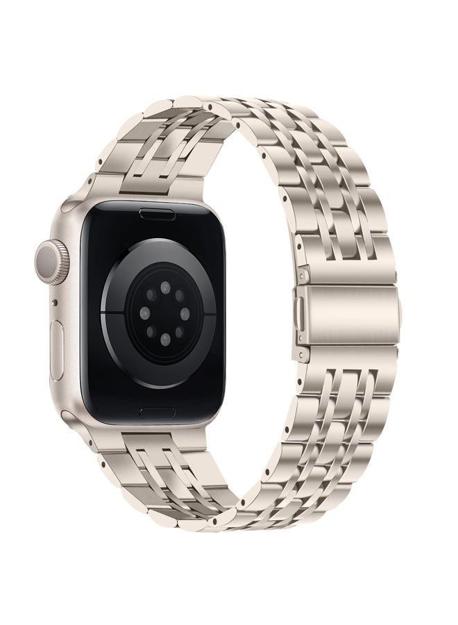 Tasikar سوار متوافق مع ساعة آبل 42 مم (السلسلة 10) 41 مم 40 مم 38 مم للرجال والنساء حزام من الفولاذ المقاوم للصدأ متين متوافق مع iWatch SE السلسلة 10 9 8 7 6 5 4 3 2 1، ضوء النجوم - Image 3