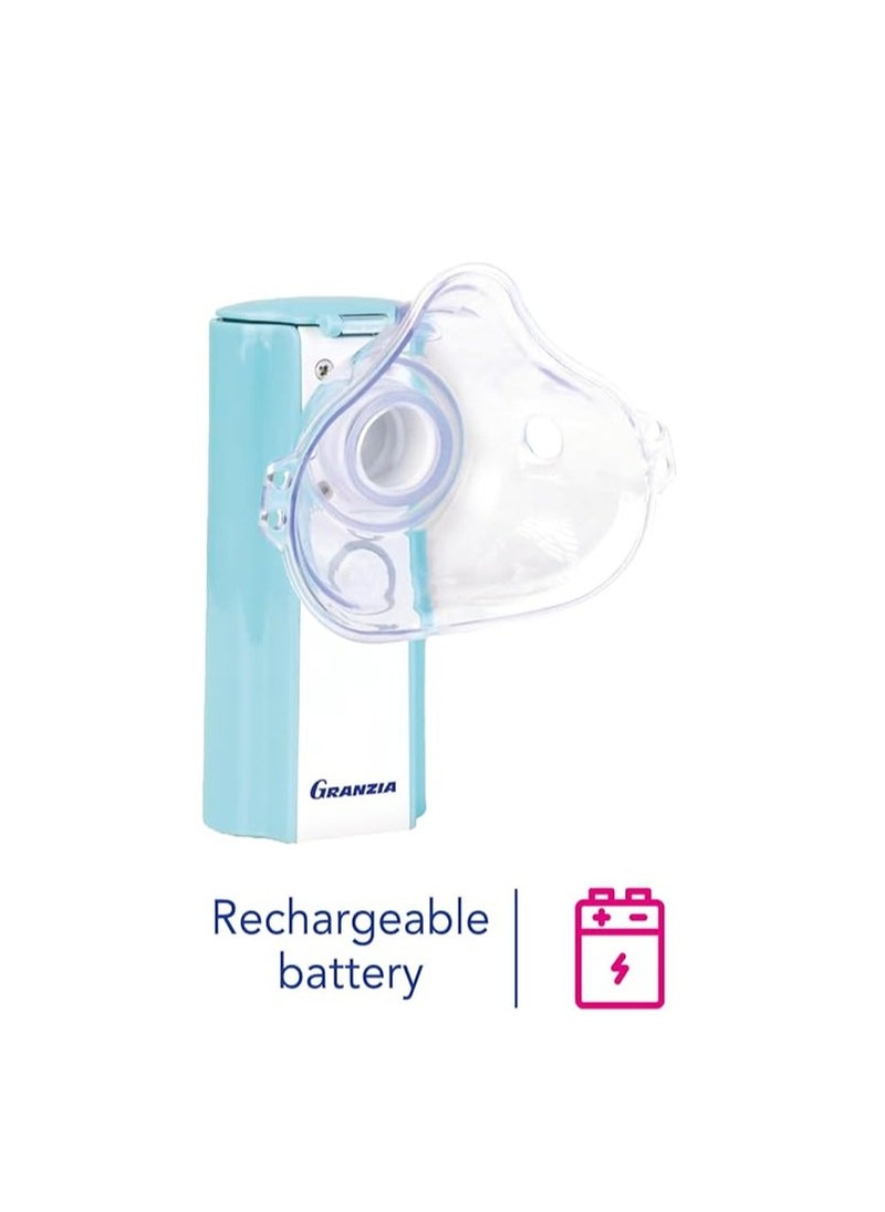 Granzia Pure Mesh Nebulizer, Portable Micro-Mesh Technology, Rechargeable Battery, Low Noise, Effective Lung Deposition, 2-Year Warranty