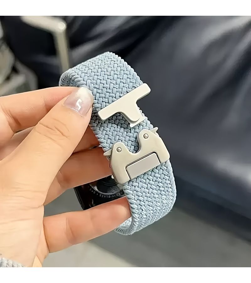 حزام سولو لوب مطاطي مضفر من النايلون لساعة Apple Watch مقاسات 42 44 45 46 49 ملم للأجهزة Series 3 2 1 للرجال، سوار ساعة ذكية قابل للتعديل، تصميم مريح ومتين، ألوان مختلطة 4 - Image 5