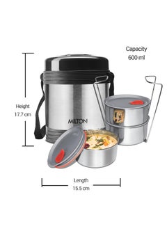 Milton Milton legend deluxe three stainless steel containers with steam vent 200 ml each, hot and cold leak-proof insulated lunch box  - Image 3