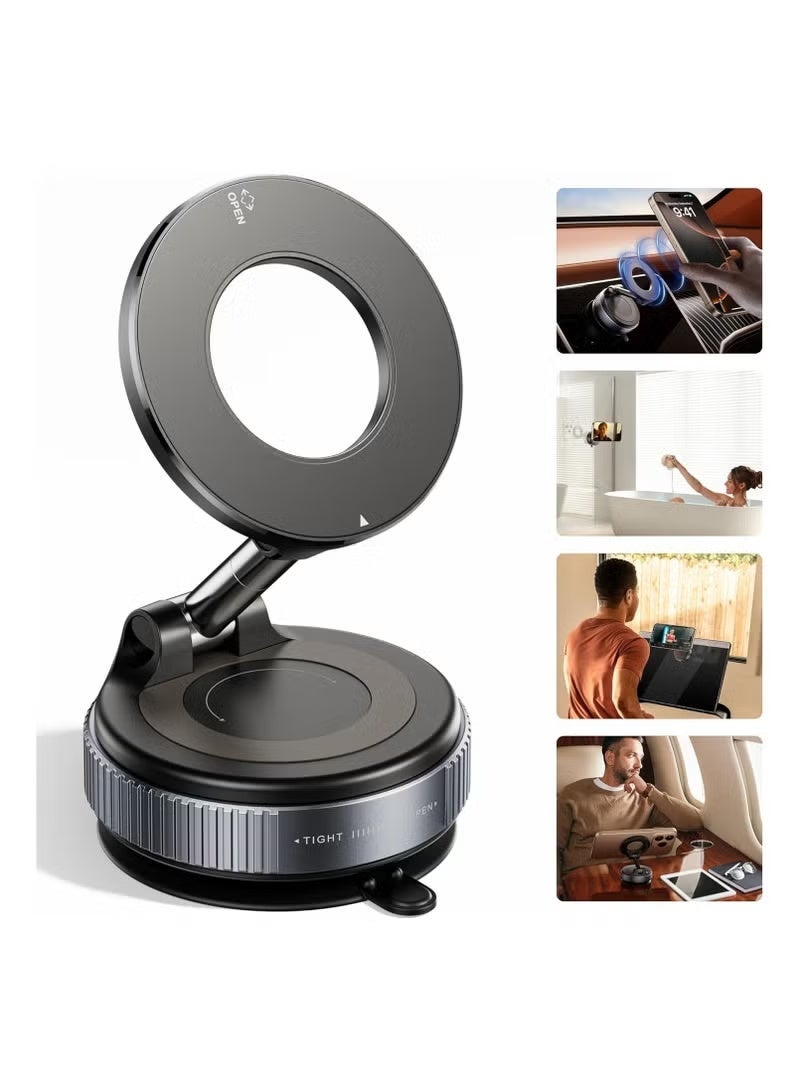 SHOPUP4U Upgraded Vacuum Magnetic Car Phone Holder 360° Reinforced 96LBS Ultra Suction Cup Phone Mount for MagSafe Cell Phone Holders for Your Car/Gym/Mirror Mount for iPhone & Android - Image 1
