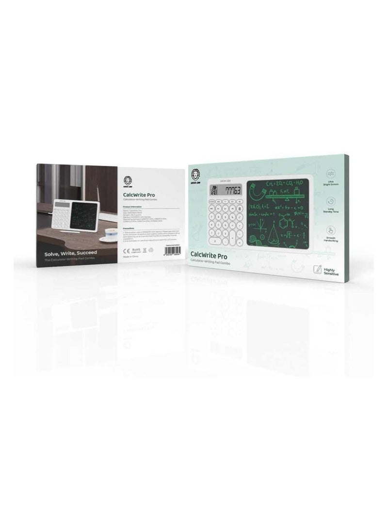 Green Lion CalcWrite Pro Calculator-Writing Pad Combo,Bright Screen,Long Standby Time,Smooth Handwriting,Highly Sensitive,Solve Write Succeed,Long Lasting - White - Image 4