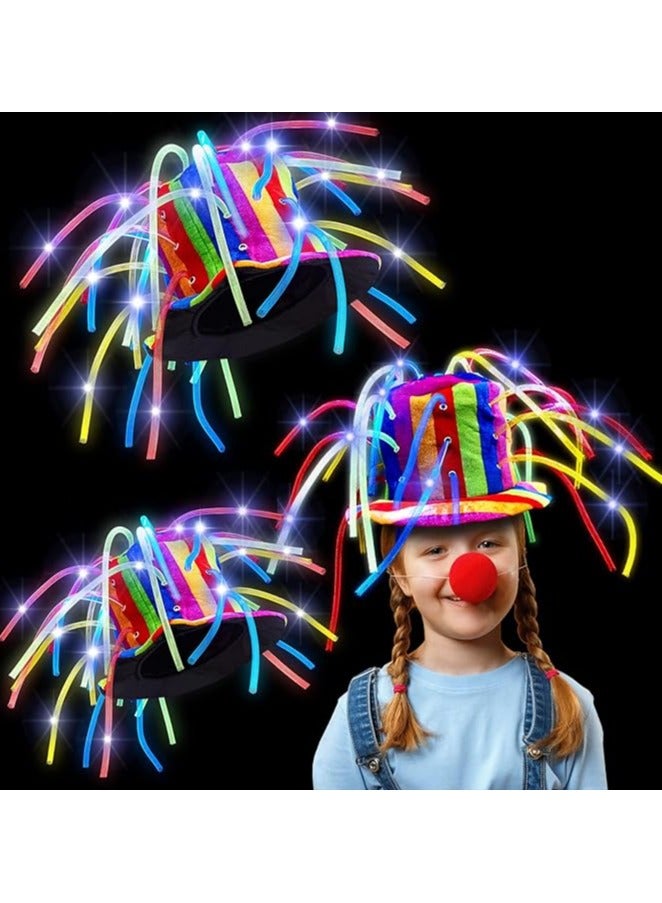 قطعتان من قبعات المهرج المضحكة LED المجنونة، قبعات المهرج المضيئة في مهرجان ماردي غرا، قبعات شعر المعكرونة، زي المهرج للحفلات للبالغين والأطفال، لوازم حفلات ماردي غرا، قبعات المهرج المجنونة، فستان الكرنفال - Image 1
