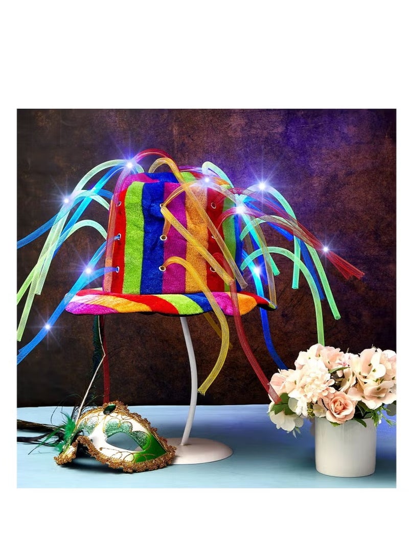 قطعتان من قبعات المهرج المضحكة LED المجنونة، قبعات المهرج المضيئة في مهرجان ماردي غرا، قبعات شعر المعكرونة، زي المهرج للحفلات للبالغين والأطفال، لوازم حفلات ماردي غرا، قبعات المهرج المجنونة، فستان الكرنفال - Image 3