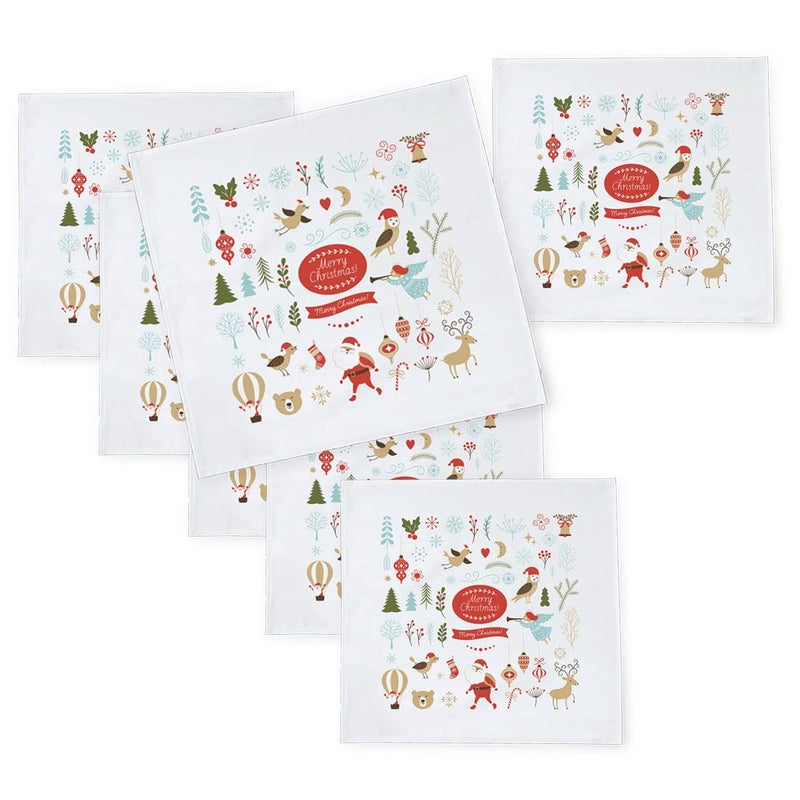 Khakee 6 Pcs Christmas Theme Silk Table Napkins 10x 10 for Xmas Decoration Christmas OrnamentsChristmas Giftxmas21079 - Image 1