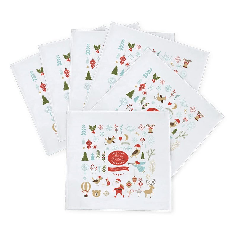 Khakee 6 Pcs Christmas Theme Silk Table Napkins 10x 10 for Xmas Decoration Christmas OrnamentsChristmas Giftxmas21079 - Image 2