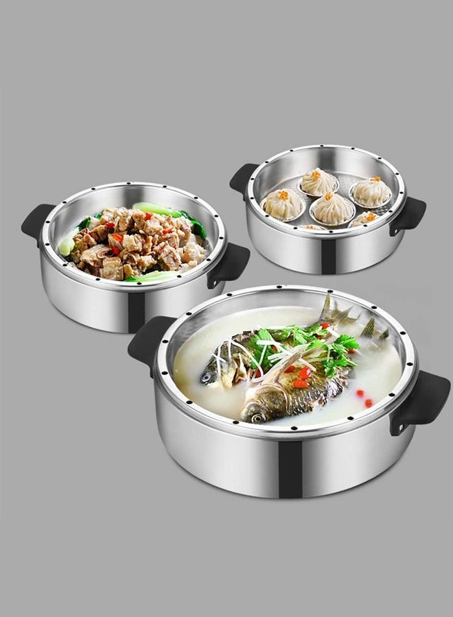 أدوات منزلية أنا قدر بخار ستانلس ستيل 28 سم عالي الجودة مع غطاء زجاجي – من الستانلس ستيل 304، قاعدة مزدوجة سميكة، قدر طهي وحساء 4 طبقات – متوافق مع الغاز والطبخ بالحث - Image 2