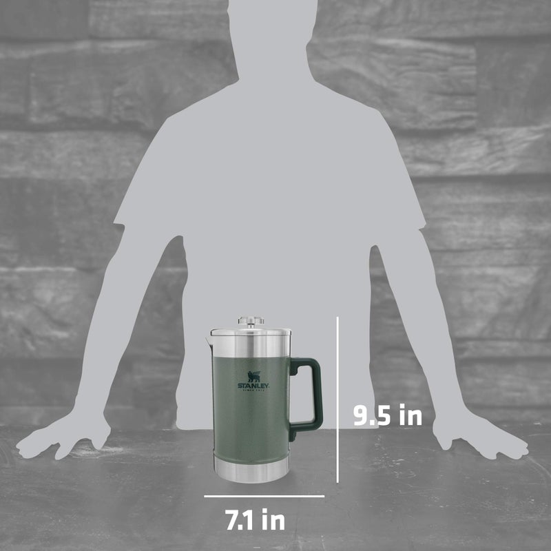 Stanley Classic Stay-Hot French Press Coffee Maker 48 oz | 5 Minute Brew, 4 Hours Hot | Mesh Filter for Coffee Grounds | Insulated Stainless Steel French Press | BPA-Free | Hammertone Green - Image 4