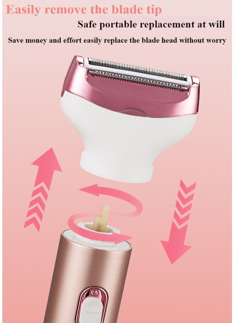 مازدا حلاقة كهربائية للنساء، ماكينة حلاقة 4 في 1 للمناطق الحساسة، الوجه والساقين والأنف وتحت الإبط، مقص بيكيني محمول لإزالة الشعر الجاف والرطب، رأس قابل للإزالة - كاكي - Image 5