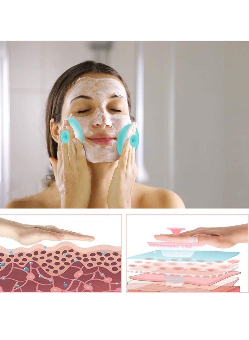NIBEMINENT Silicone Face Scrubber, 2pcs Exfoliating Lip Brush, Cleansing Brush,2pcs Mask Brush Exfoliator Blackhead Skin Care Tool - Image 4