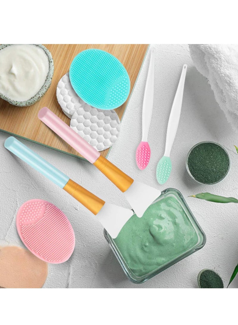 NIBEMINENT Silicone Face Scrubber, 2pcs Exfoliating Lip Brush, Cleansing Brush,2pcs Mask Brush Exfoliator Blackhead Skin Care Tool - Image 2