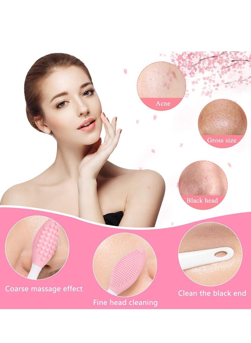 NIBEMINENT Silicone Face Scrubber, 2pcs Exfoliating Lip Brush, Cleansing Brush,2pcs Mask Brush Exfoliator Blackhead Skin Care Tool - Image 5