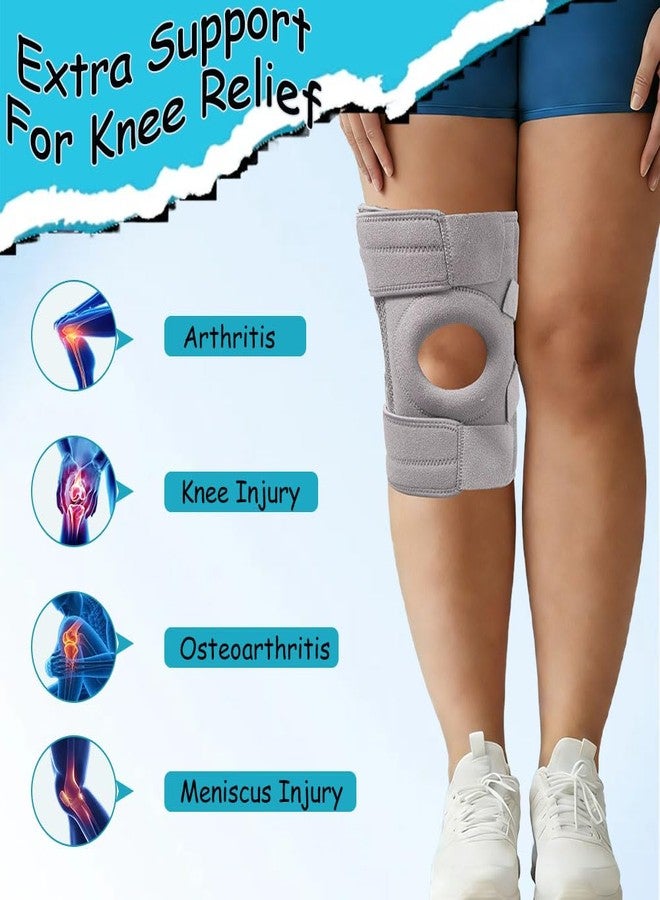 King Mills Extra Large Knee Brace Plus Size for Women & Men, Knee Brace for Plus Size Women with Dual Side Stabilizers & Patella Gel Pad - Relief for Meniscus Tear & Arthritis,Light Grey 4XL - Image 4