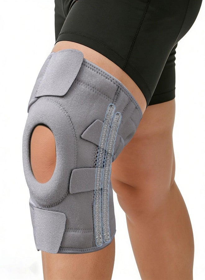 King Mills Extra Large Knee Brace Plus Size for Women & Men, Knee Brace for Plus Size Women with Dual Side Stabilizers & Patella Gel Pad - Relief for Meniscus Tear & Arthritis,Light Grey 4XL - Image 1