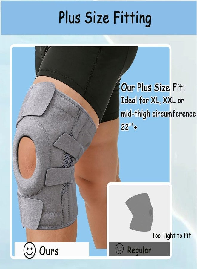 King Mills Extra Large Knee Brace Plus Size for Women & Men, Knee Brace for Plus Size Women with Dual Side Stabilizers & Patella Gel Pad - Relief for Meniscus Tear & Arthritis,Light Grey 4XL - Image 2