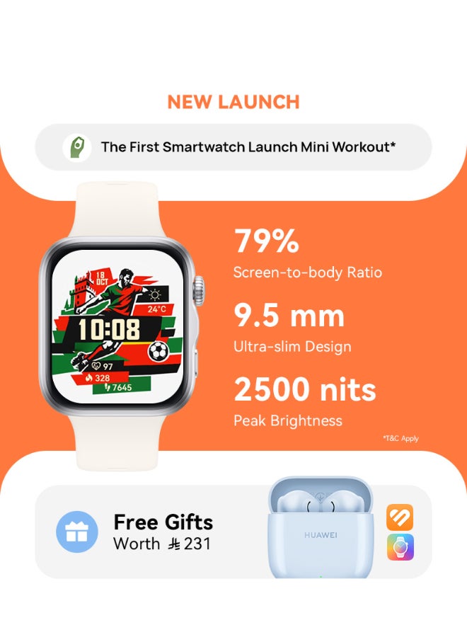 HUAWEI WATCH FIT 5 Smart Watch, Mini Workout , Advanced Sleep & Health Tracking, Sports Monitor, iOS & Android, Up to 10-Day Battery Life with Free FreeBuds SE 2 + Watch Faces + HUAWEI Health+, white