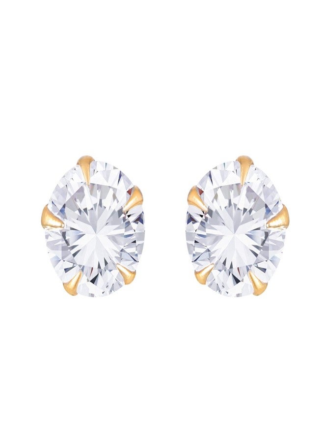 KENNICE Gold-Plated Solitaire Office Stud Earrings Jewellery For Women & Girls - Image 2