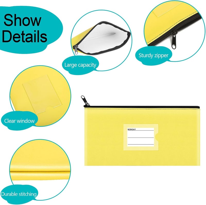 Sinzip 8 Pack Bank Deposit Money Wallet, Heavy Duty Leatherette Security Zipper Wallet with Clear Window, Coin Bag, Cash Bag, Tool Pouch, Assorted Colors (8 Pack-Small Size) - Image 4