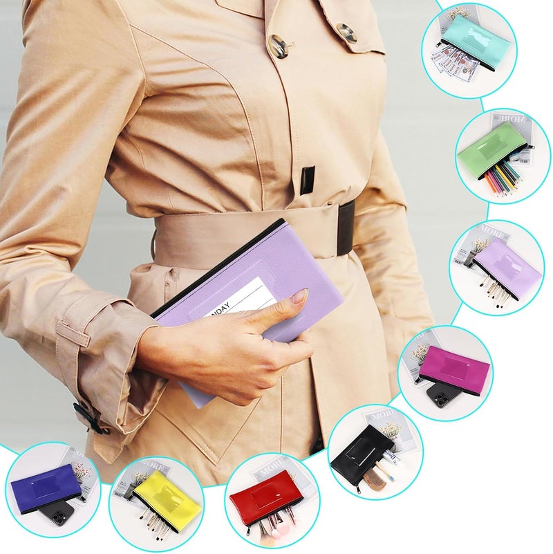 Sinzip 8 Pack Bank Deposit Money Wallet, Heavy Duty Leatherette Security Zipper Wallet with Clear Window, Coin Bag, Cash Bag, Tool Pouch, Assorted Colors (8 Pack-Small Size) - Image 3