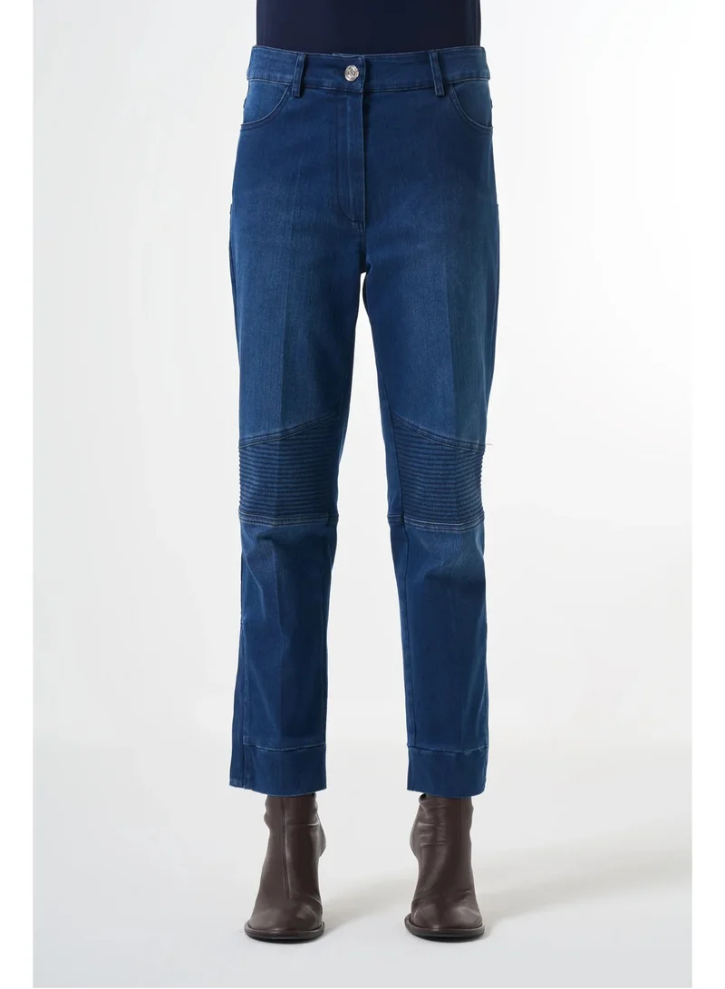MissWhence Ribbed detailed Denim pants - Navy