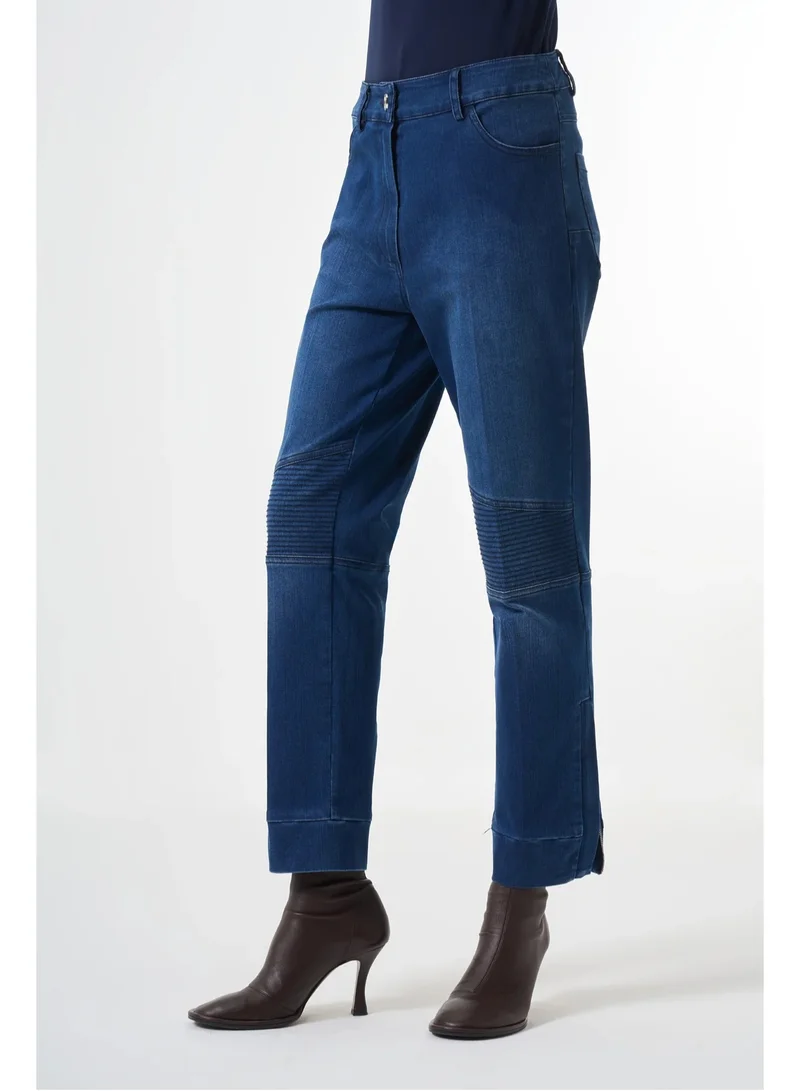 MissWhence Ribbed detailed Denim pants - Navy