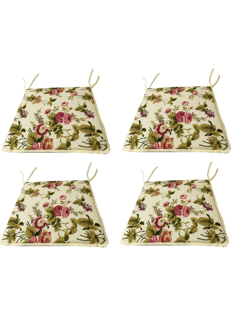 Nelson - Chair Cushion Eco Zippered with Sponge - 4 Pieces (English Rose) Washable - Image 1