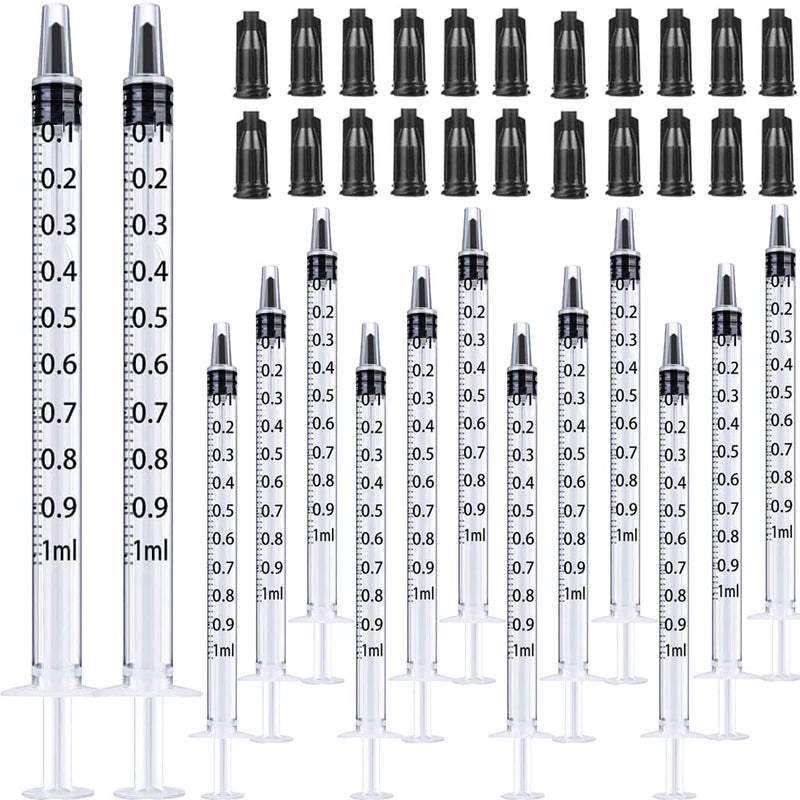 Gufastoe 100pcs 1ml Plastic Syringes with caps for Scientific Labs Experiment Refilling, Measuring Liquids, Watering, Feeding Pets, Oil or Glue - Image 1