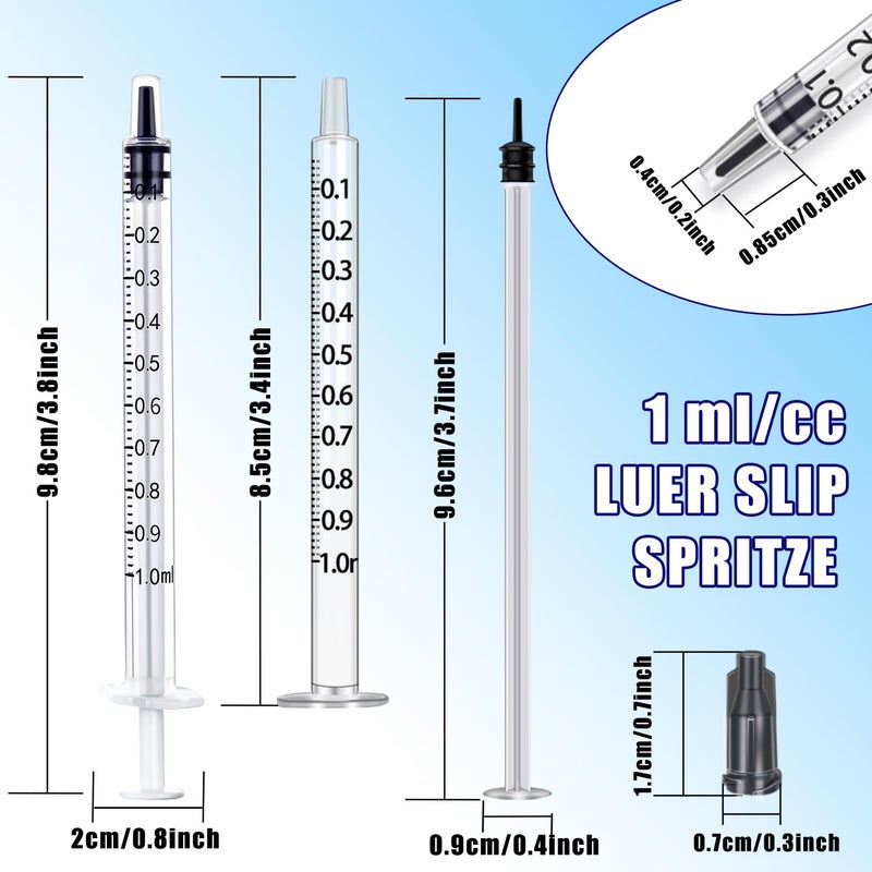 Gufastoe 100pcs 1ml Plastic Syringes with caps for Scientific Labs Experiment Refilling, Measuring Liquids, Watering, Feeding Pets, Oil or Glue - Image 3