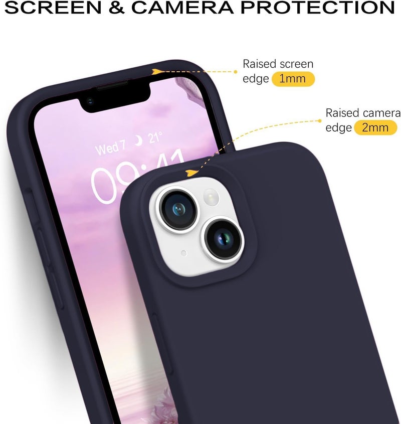 DIZORO® Microfiber Candy Case Compatible for iPhone 13 / iPhone 14 6.1 Inch Shockproof Slim Back Cover Liquid Silicone Case (Deep Purple) - Image 5