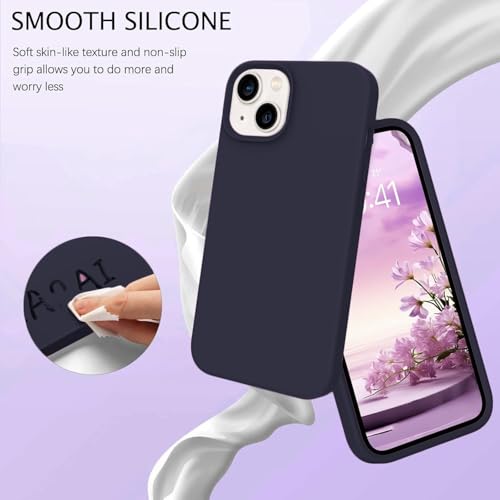 DIZORO® Microfiber Candy Case Compatible for iPhone 13 / iPhone 14 6.1 Inch Shockproof Slim Back Cover Liquid Silicone Case (Deep Purple) - Image 2