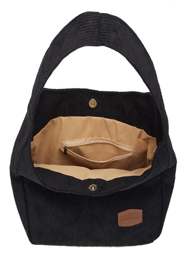 Tellrain Corduroy Tote Shoulder Bag for Women Hobo Handbag Casual Retro Bag - Image 5