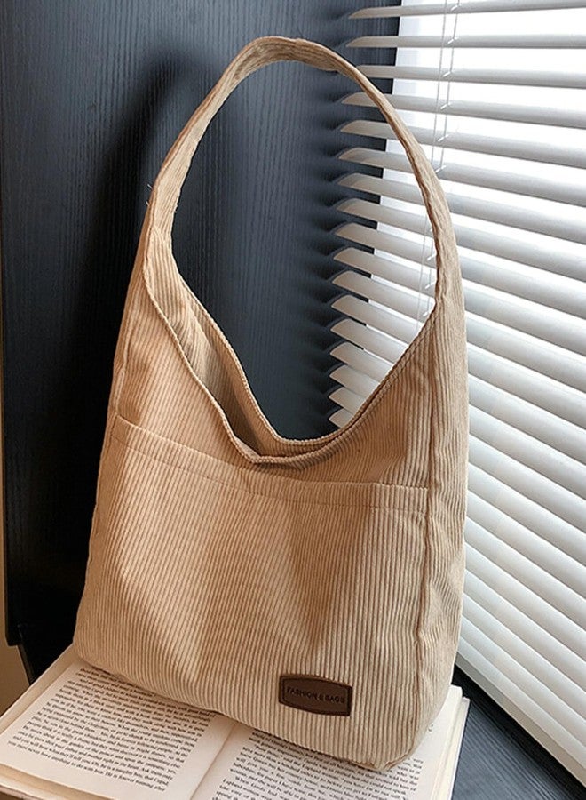 Tellrain Corduroy Tote Shoulder Bag for Women Hobo Handbag Casual Retro Bag - Image 2
