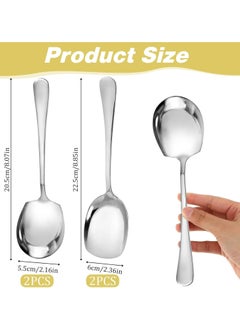 Oasisgalore Stainless Steel Large Buffet Serving Spoons with Long Handles Salad Spoon for Kitchen Restaurant Banquet  - Image 5