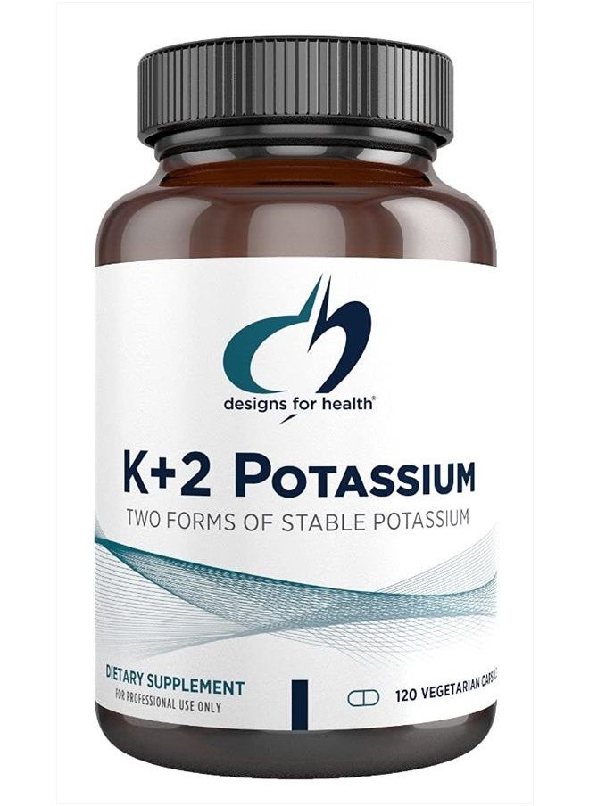 designs for health - K+2 Potassium, Two Forms of Stable Potassium 120 Vegetarian Capsules - Image 1