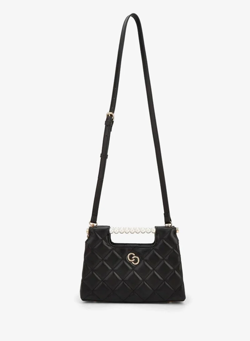 Celeste Quilted Shoulder Bag with Pearl Top Handle