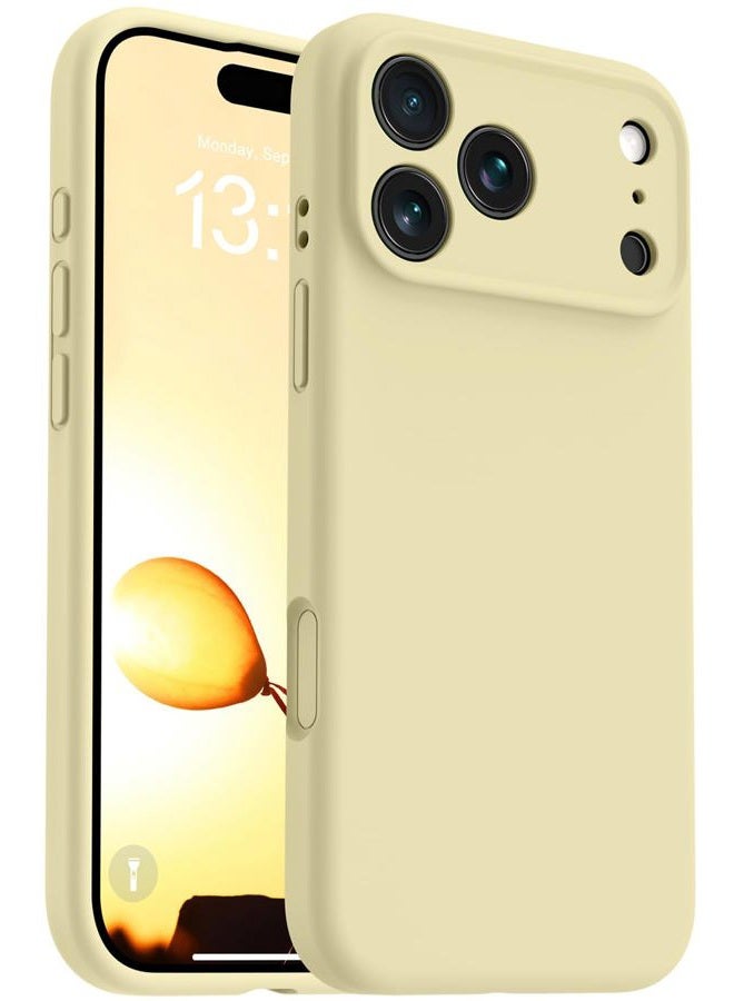 OTOFLY حافظة مغناطيسية لجهاز iPhone 17 Pro، متوافقة مع Magsafe، حافظة هاتف محمول من السيليكون السائل الكلاسيكي، زر تحكم مدمج بالكاميرا، بطانة ميكروفايبر مضادة للخدش، صفراء - Image 1