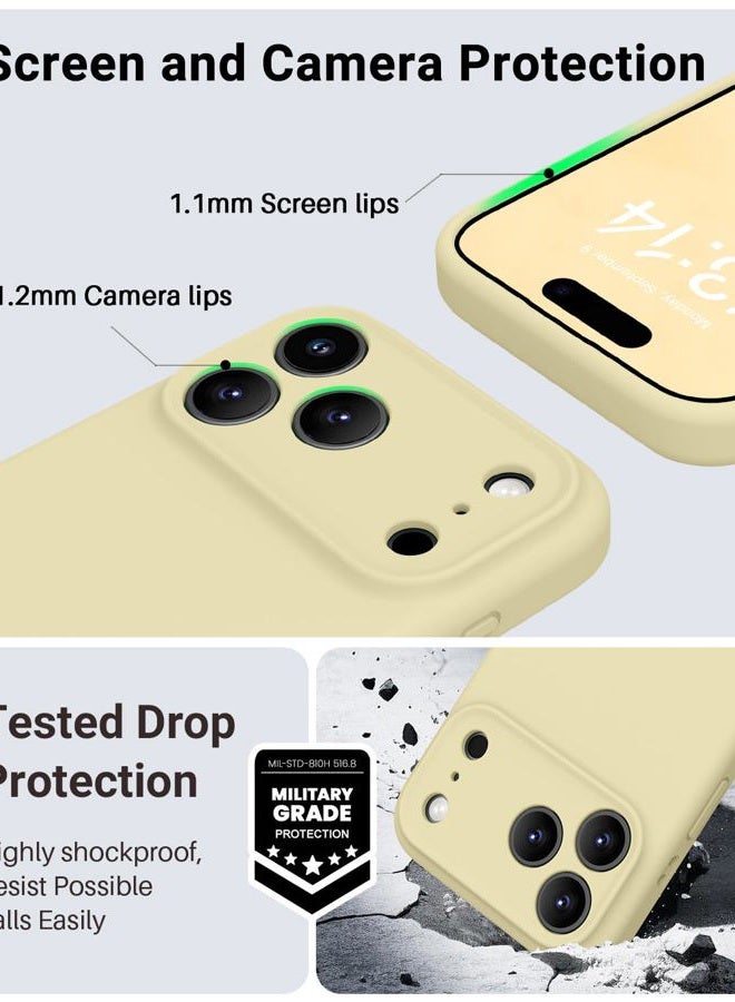 OTOFLY حافظة مغناطيسية لجهاز iPhone 17 Pro، متوافقة مع Magsafe، حافظة هاتف محمول من السيليكون السائل الكلاسيكي، زر تحكم مدمج بالكاميرا، بطانة ميكروفايبر مضادة للخدش، صفراء - Image 5