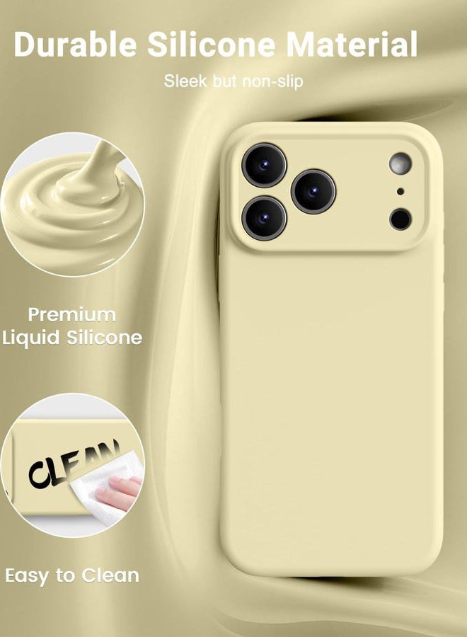 OTOFLY حافظة مغناطيسية لجهاز iPhone 17 Pro، متوافقة مع Magsafe، حافظة هاتف محمول من السيليكون السائل الكلاسيكي، زر تحكم مدمج بالكاميرا، بطانة ميكروفايبر مضادة للخدش، صفراء - Image 3