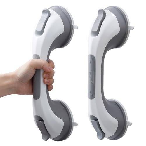 TAILI Suction Shower Grab Bar 2 Pack Grab Bars for Bathtubs Showers for Seniors Elderly Handicap Bathroom Safety Shower Handles Support Grip Heavy Duty Suction Cup No Drilling Removable GreyG9 - Image 1