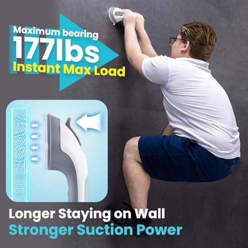 TAILI Suction Shower Grab Bar 2 Pack Grab Bars for Bathtubs Showers for Seniors Elderly Handicap Bathroom Safety Shower Handles Support Grip Heavy Duty Suction Cup No Drilling Removable GreyG9 - Image 3