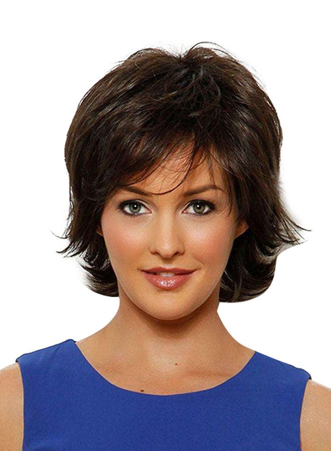 NIBEMINENT Short Human Hair Wig Brown  - Image 1