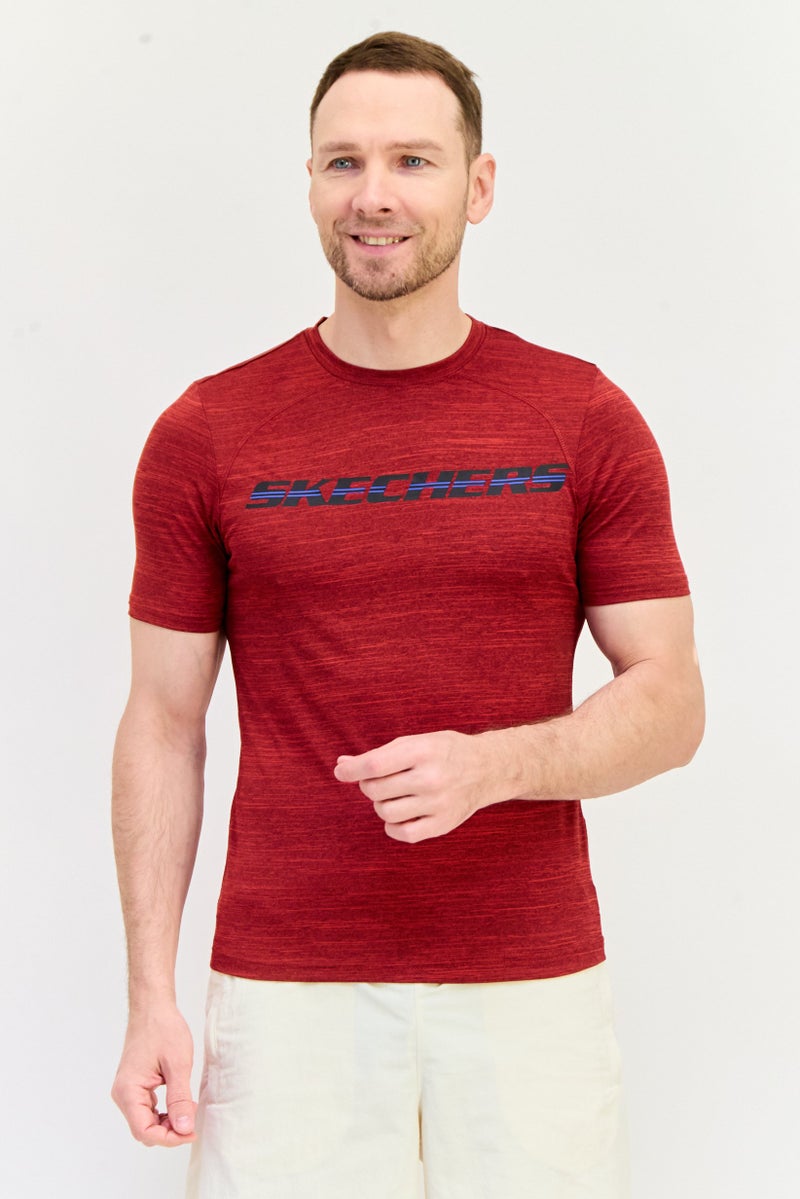 SKECHERS Men Sportswear Fit Short Sleeve Outdoor T-Shirt, Maroon - Image 1