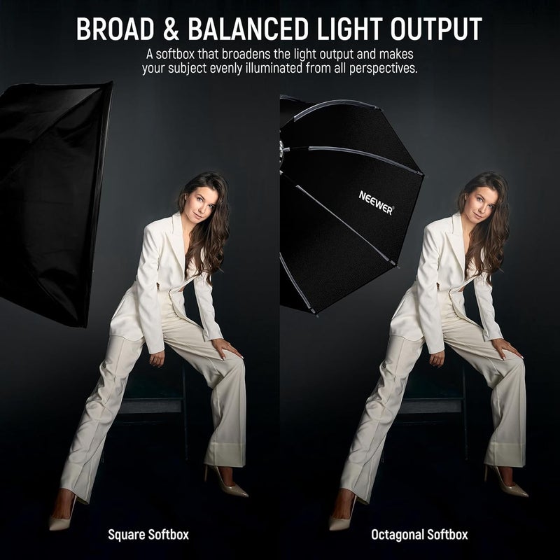 28"/70cm Octagonal Softbox, Quick Release Bowens Mount Softbox with Honeycomb Grid, Light Diffusers, Bag for RGB CB60 CB60B CB200B MS60B MS60C MS150B S101-300W/400W Pro Vision 4 Q4, NS27P - Image 3