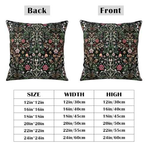 Wnoesat Black Sage Green Floral Pillow Covers 18x18 Set of 2 Vintage Botanica Fern Leaf Throw Pillow Cover Spring Flower Plants Farmhouse Pillowcases for Sofa Couch Home Decor - Image 4