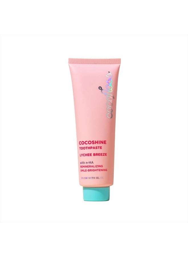 Cocofloss Cocoshine Whitening Toothpaste, Remineralize & Repair Sensitive Teeth, Fluoride-Free with n-HA, Kid-Friendly, Lychee Breeze, 3.4 oz  - Image 1