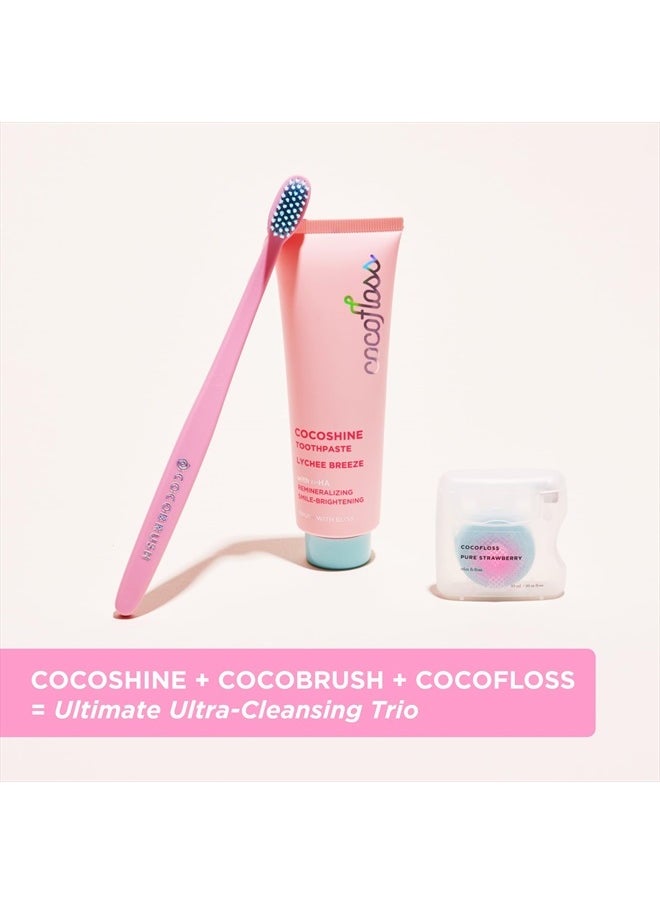 Cocofloss Cocoshine Whitening Toothpaste, Remineralize & Repair Sensitive Teeth, Fluoride-Free with n-HA, Kid-Friendly, Lychee Breeze, 3.4 oz  - Image 5