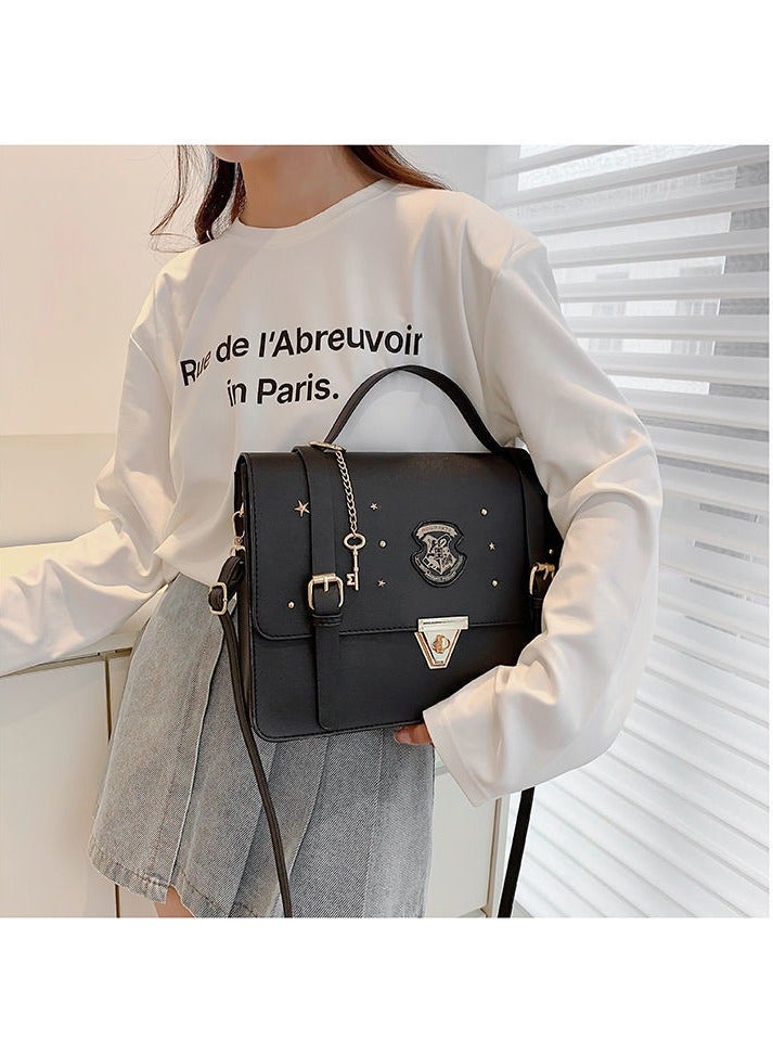 هاري بوتر حقيبة هاري بوتر × مدرسة هوجورتس السحرية في كامبريدج - حقيبة كروس كروس ذات طراز بريطاني خالد، حقيبة مستوحاة من العالم السحري مستوحاة من العالم السحري (أسود) - Image 3